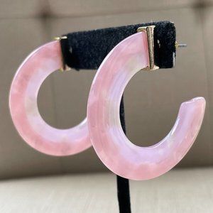 14th & Union Women Earrings Pink Plastic Hoop Gold Tone Ear Jewelry New